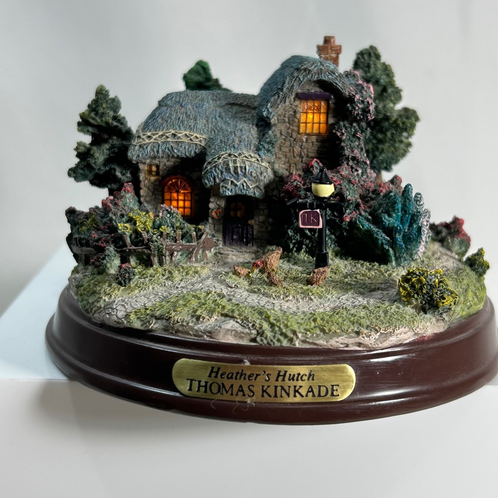 Thomas Kinkade Heather's Hutch Light Up Cottage Miniature Scene Collectible
